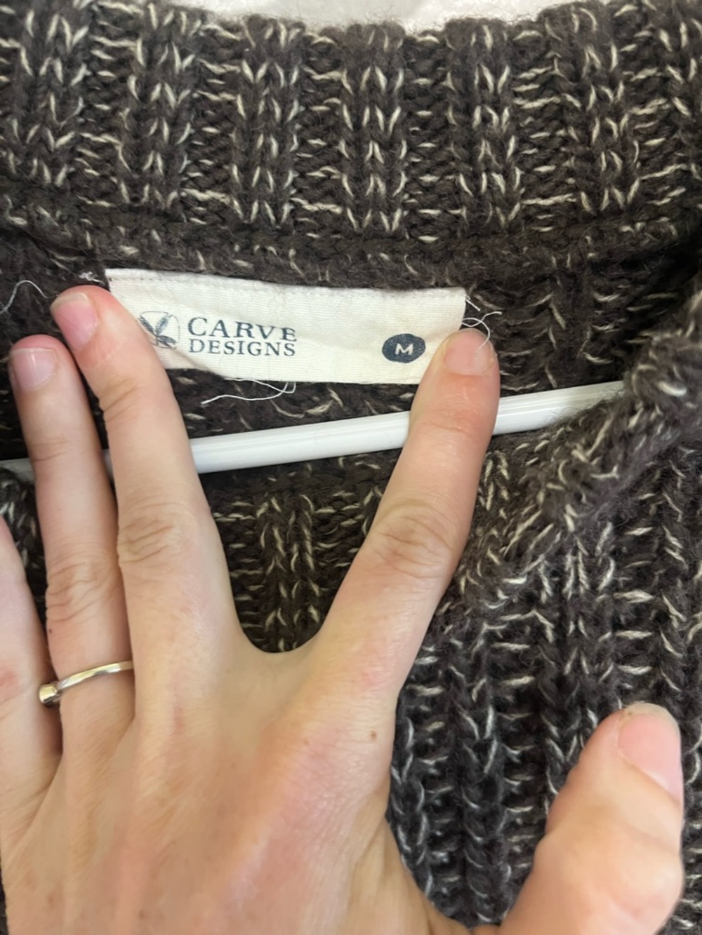 Carve Designs Marled Brown & Cream Crewneck Sweater - Picture 2 of 3